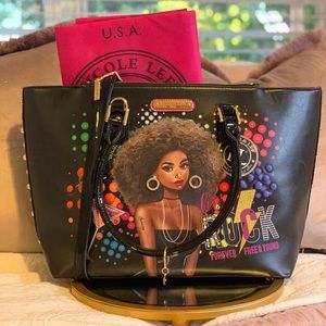 NICOLE LEE USA LEATHER TOTE HANDBAG